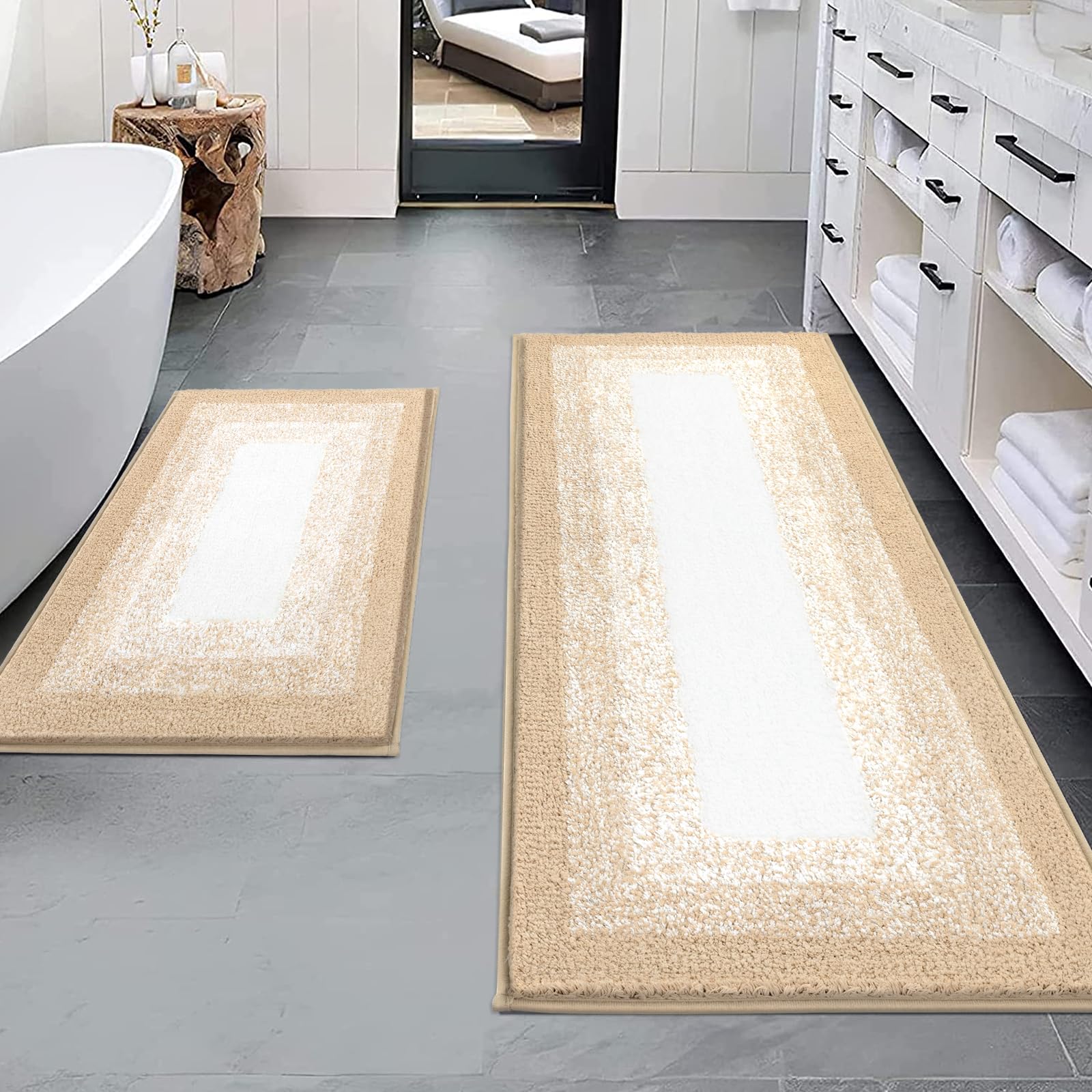 Photo 1 of ***MISSING PARTS***
Bsmathom Bathroom Rug Set 2 Piece, Non-Slip Plush Shaggy Bath Mat, Soft Shaggy Absorbent Microfiber Bath Rugs Machine Washable Bath Mat with U-Shaped Toilet Mat for Bathroom, Beige