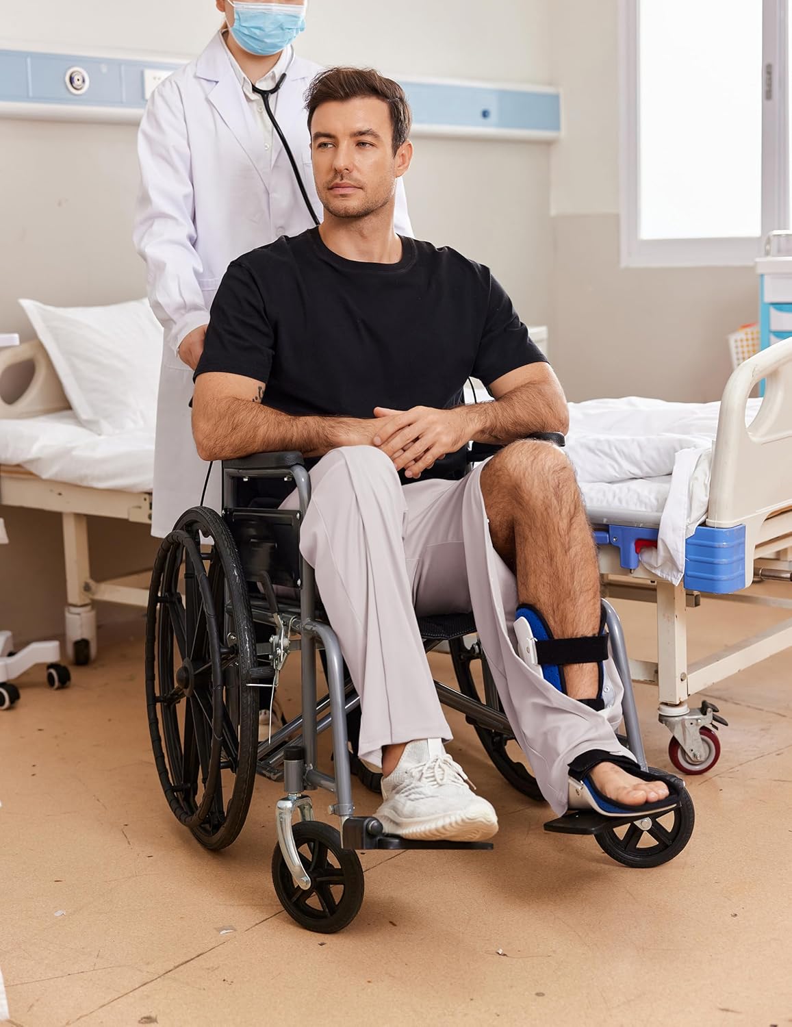 Deyeek Tear Away Pants for Men Open Bottom Side Snap On Sweatpants Baggy Post Knee Hip Leg Surgery Recovery Pant with Pockets - Image 3