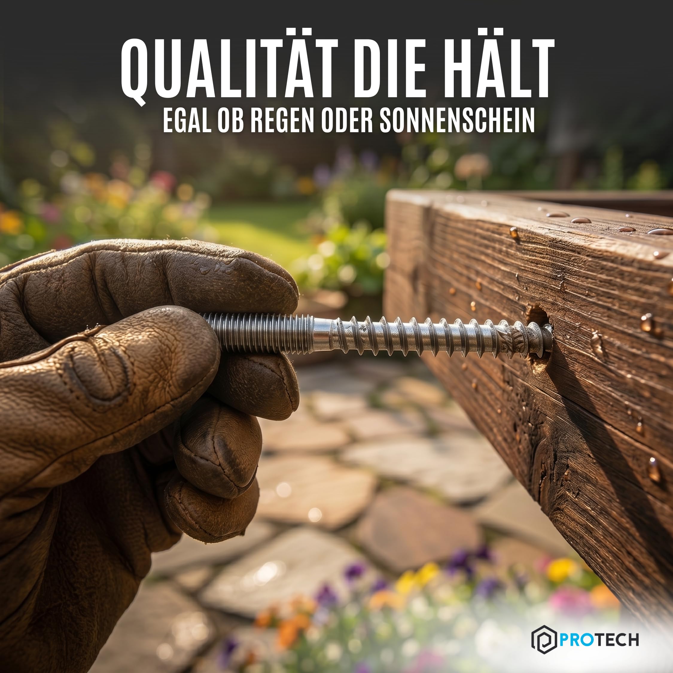 PROTECH Stockschrauben 8x100 Edelstahl A2 V2A Rostfrei - Doppelgewindeschrauben mit Holz- und metrischem Gewinde für Möbelbau (100 Stück)