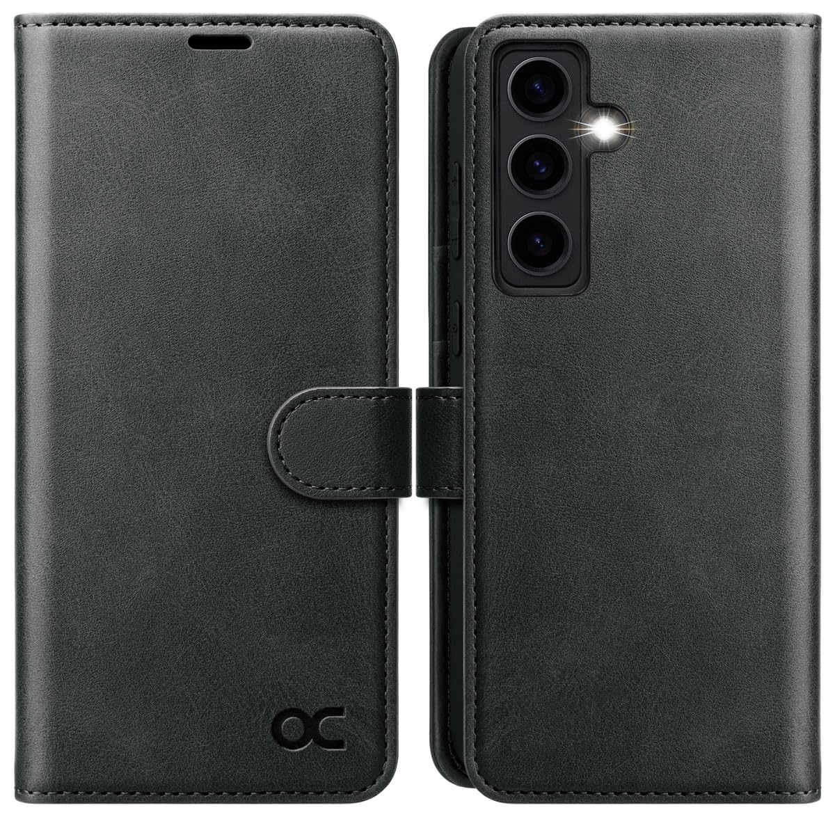 OCASE Handyhülle für Samsung Galaxy S24+ Plus 5G Hülle Premium Leder Flip Klappbare Klapphülle Stoßfeste Magnetische [Standfunktion] [Kartenfächern] Schutzhülle für Samsung S24+ Plus Tasche Graphit