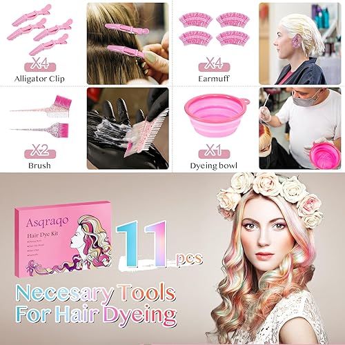 Miniatura 4 de Kit de teñido de 11 piezas para teñir el cabello, herramientas profesionales de salón para mezclar bricolaje, incluye pinzas para el cabello, tazón