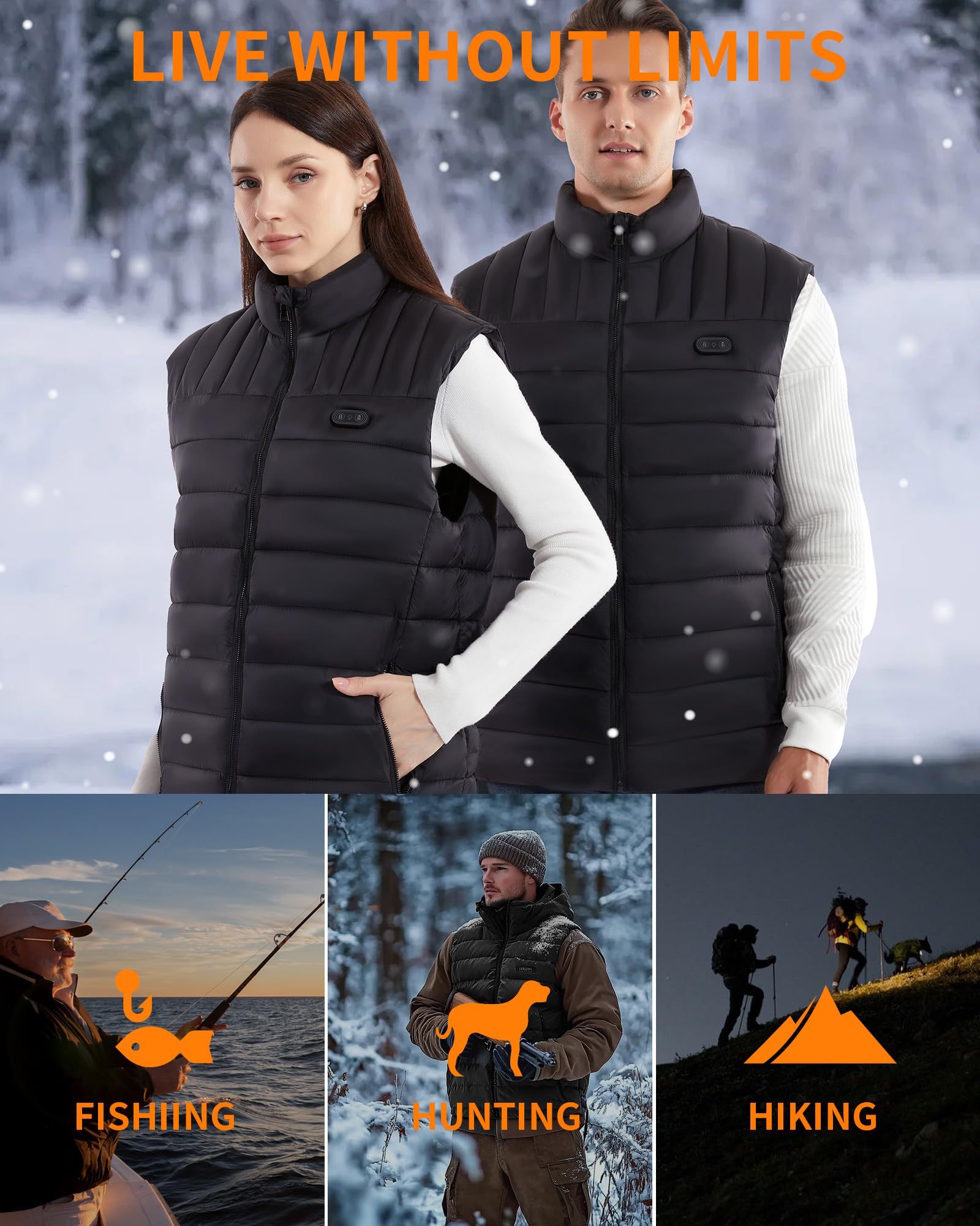 GuKKK Veste Chauffant Homme Femme, Batterie 20000mAh Gilet Chauffant Électrique Électrique USB Vêtement de Chauffage 15 Zones