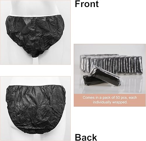 Miniatura 8 de Ropa interior desechable Ropa interior de uso único Salón de belleza SPA Hotel Viaje Conveniente 50 piezas por juego Elitzia ET004, Negro (Black L)
