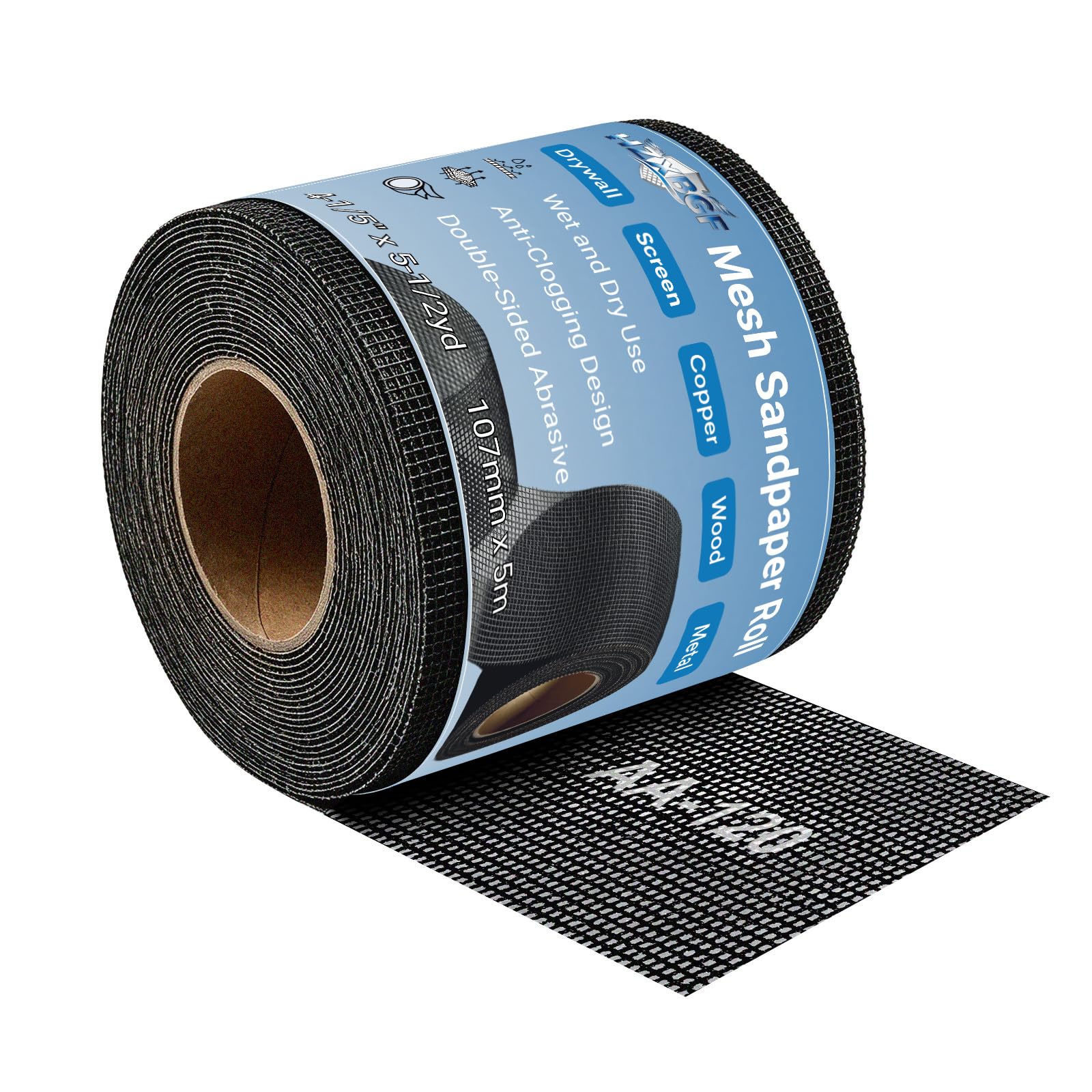107mm x 5m 120 Grit Mesh Sandpaper Roll for Hand and Pole Sander
