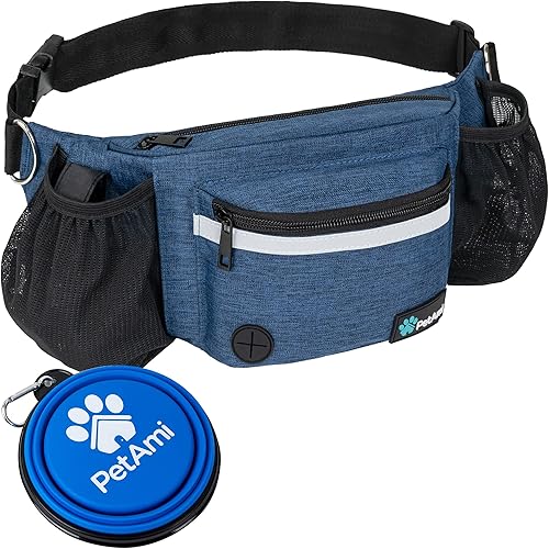 Miniatura 10 de Bolsa de cintura para perros PetAmi, bolsa de golosinas para paseos, entrenamiento, dosificador de bolsas para excrementos incorporado, soporte