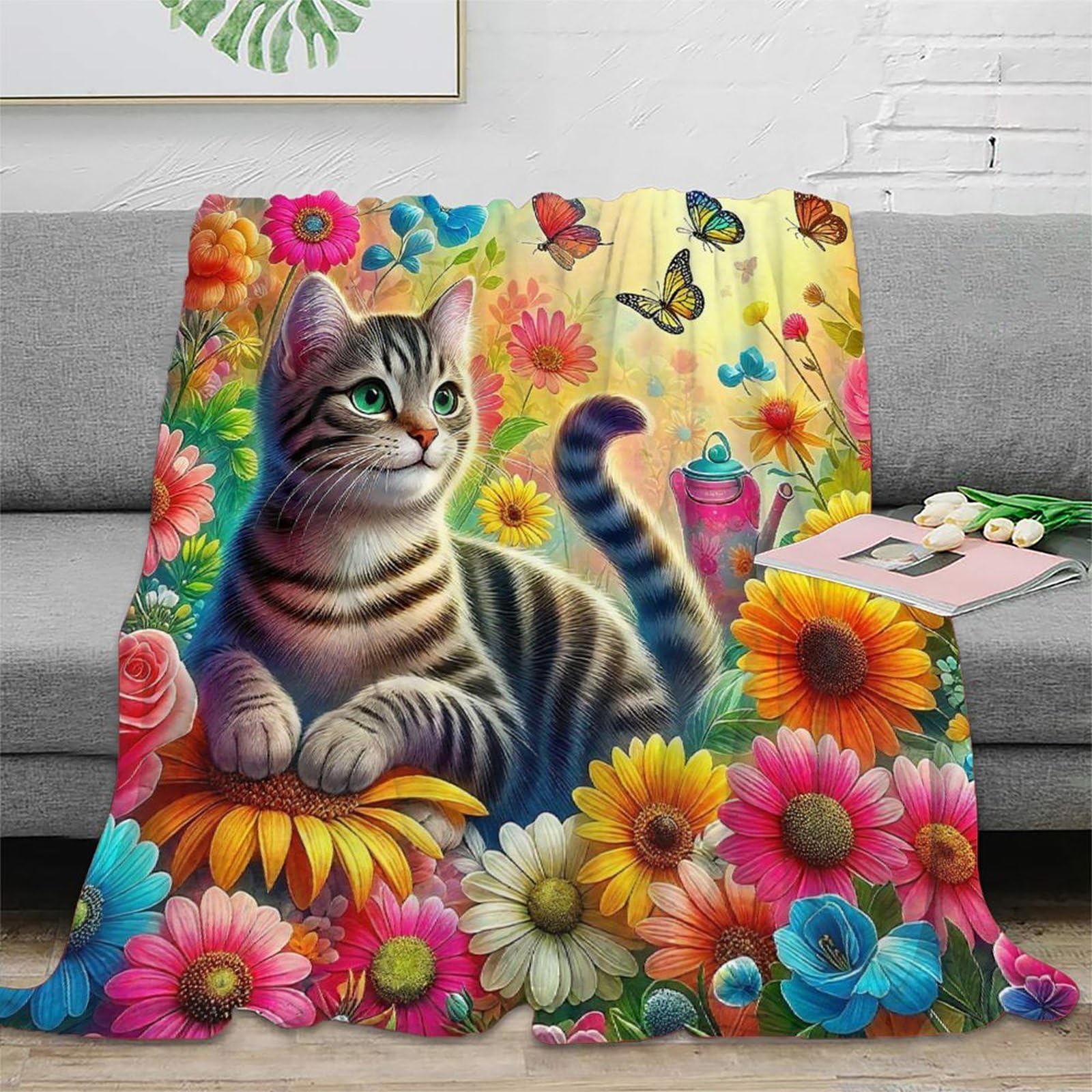 Couverture chat microfibre chaude anti-froid grand format pour canapé