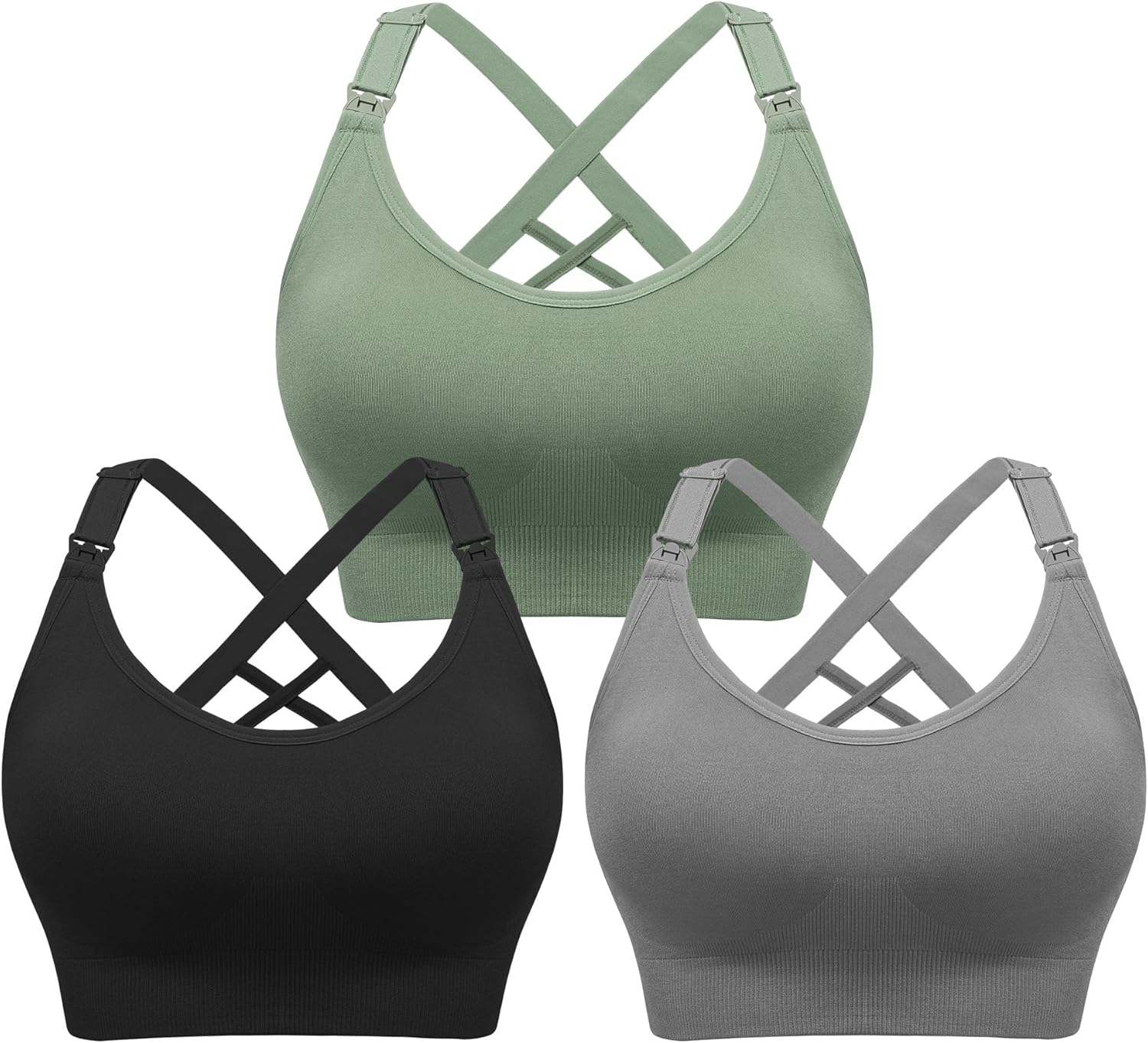 Angelhood Nursing Bras for Breastfeeding, Seamless Nursing Sports Bra Support Yoga Maternity Bras Pregnancy Sleep Bralette