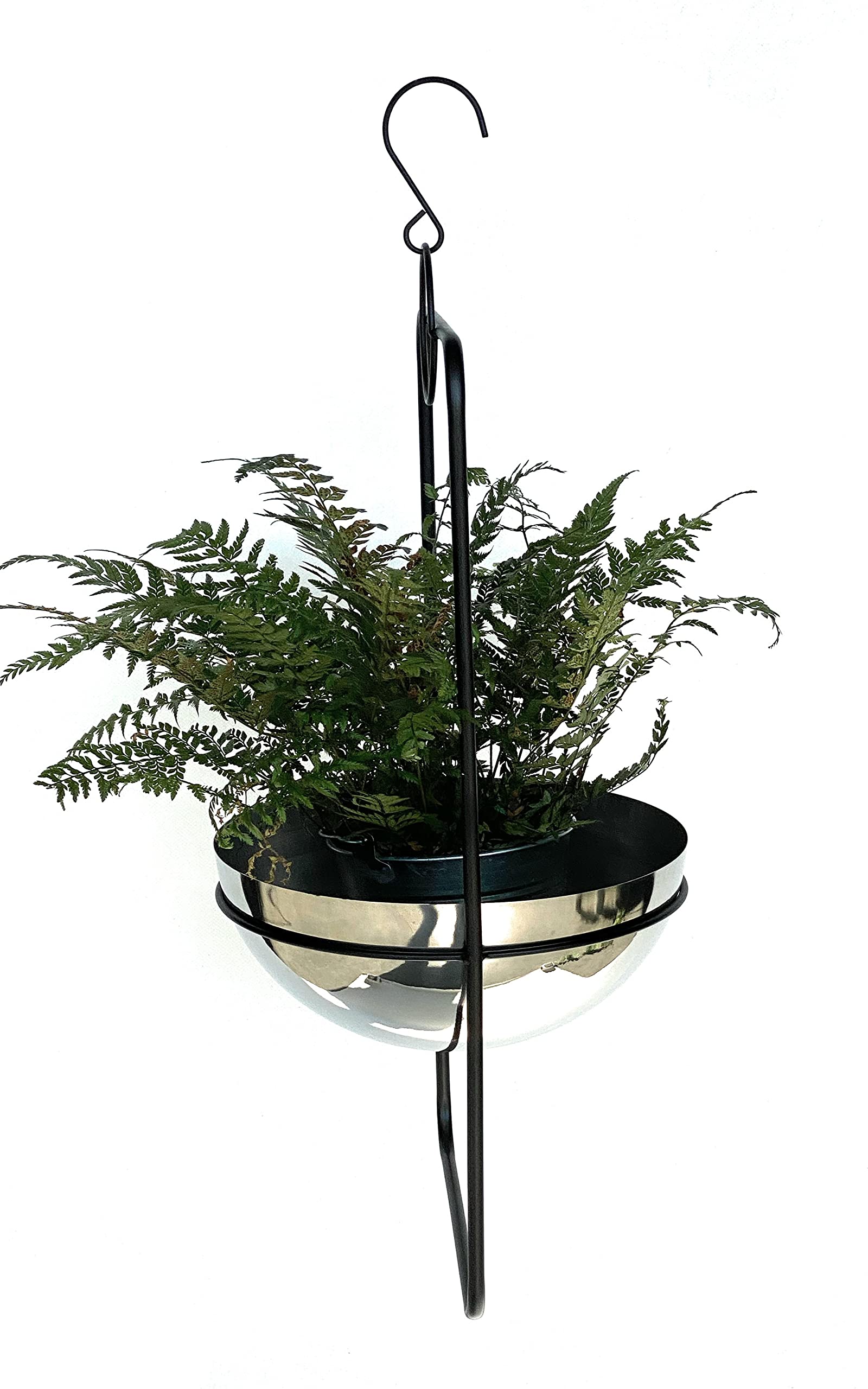DanDiBo Fioriera Sospesa In Metallo 59 Cm – Con Vaso Integrato, Catena E Gancio, Look Industriale, Nero E Argento - 3
