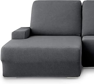 Eiffel Textile Milan Housse de canapé à Chaise Longue Gauche, 94% polyester, 6% élasthanne, Gris