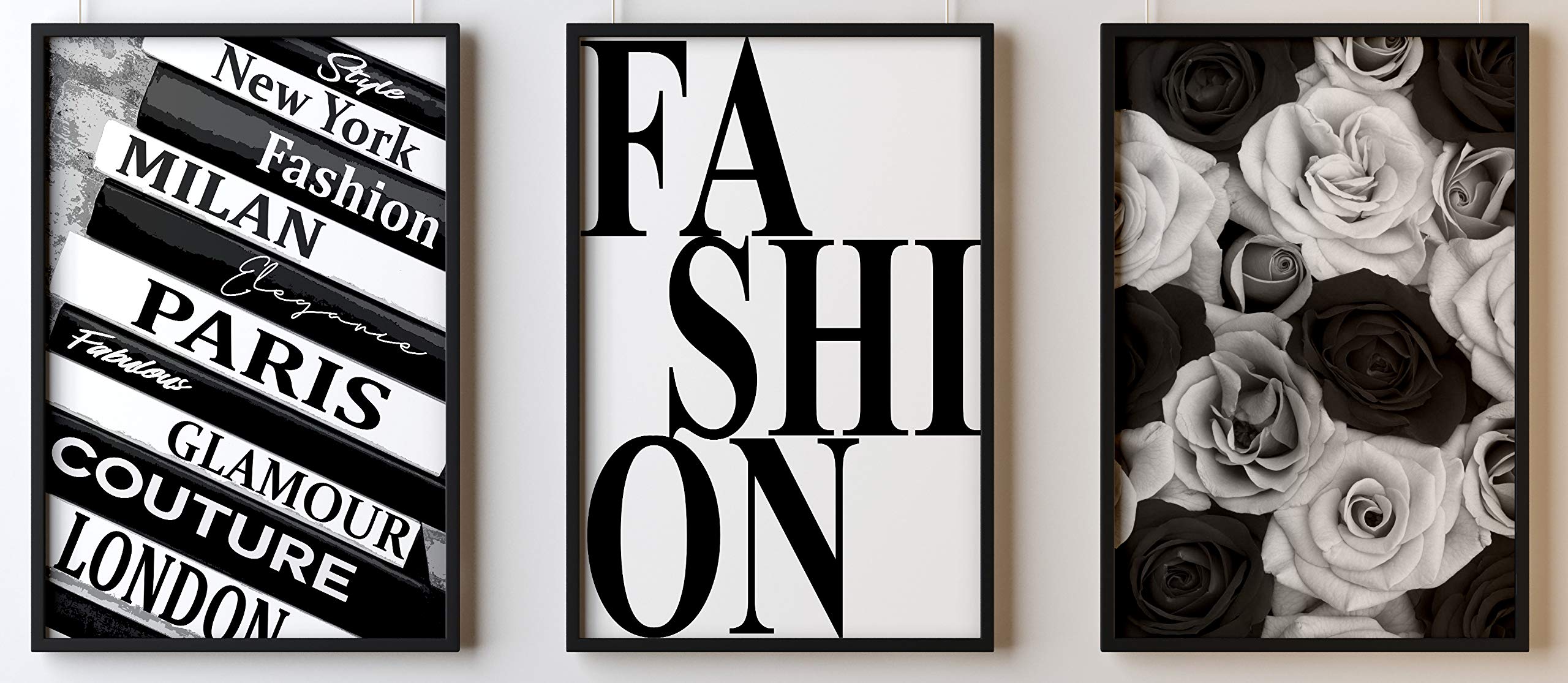 Crafty Little Penguin Set of 3 Black & White Fashion Prints - Unframed A4 (210 x 297 mm) - Wall Art Print - Living Room