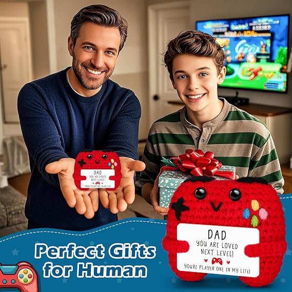 Busy Gaming Life Crochet Game Controller Dad Gifts for Birthday, Best Dad Ever Gifts for Father from Son Daughter, New Dad Gift for Daddy Fathers Day