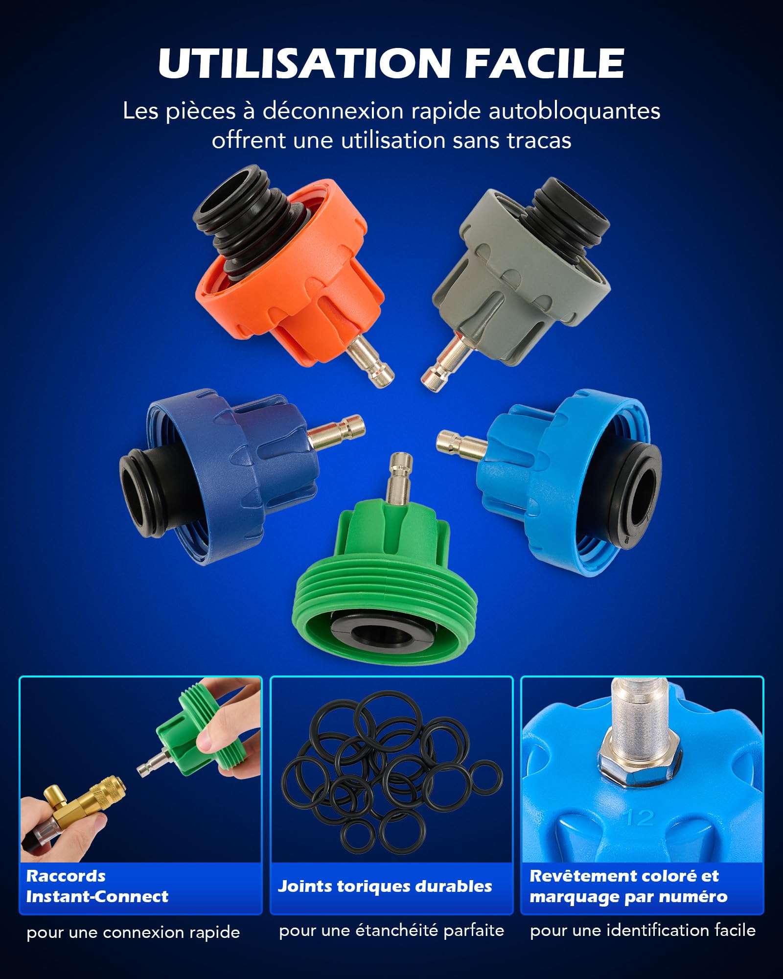 Orion Motor Tech 31 pcs Kit de Testeur de Pression de Radiateur, Système de Remplissage de Liquide de Refroidissement sous Vide avec 23 Adaptateurs, Purgeur et Pompe à Vide