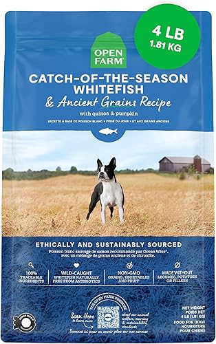 Open Farm - Alimento seco para perros con pescado blanco de temporada y granos ancestrales, receta de pescado blanco salvaje con granos sanos, sin