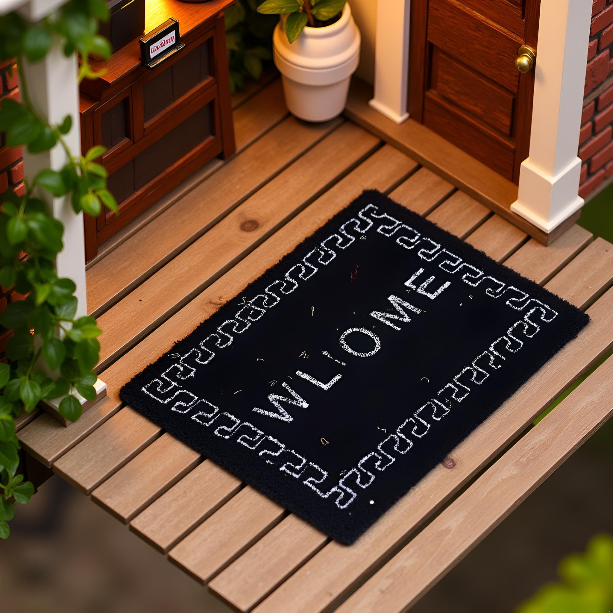 Black Doll House Miniature carpet WELCOME Mat Dollhouse Accessories Home & Living 1/12 Scale doormats Sturdy and Practical lovely - Image 2