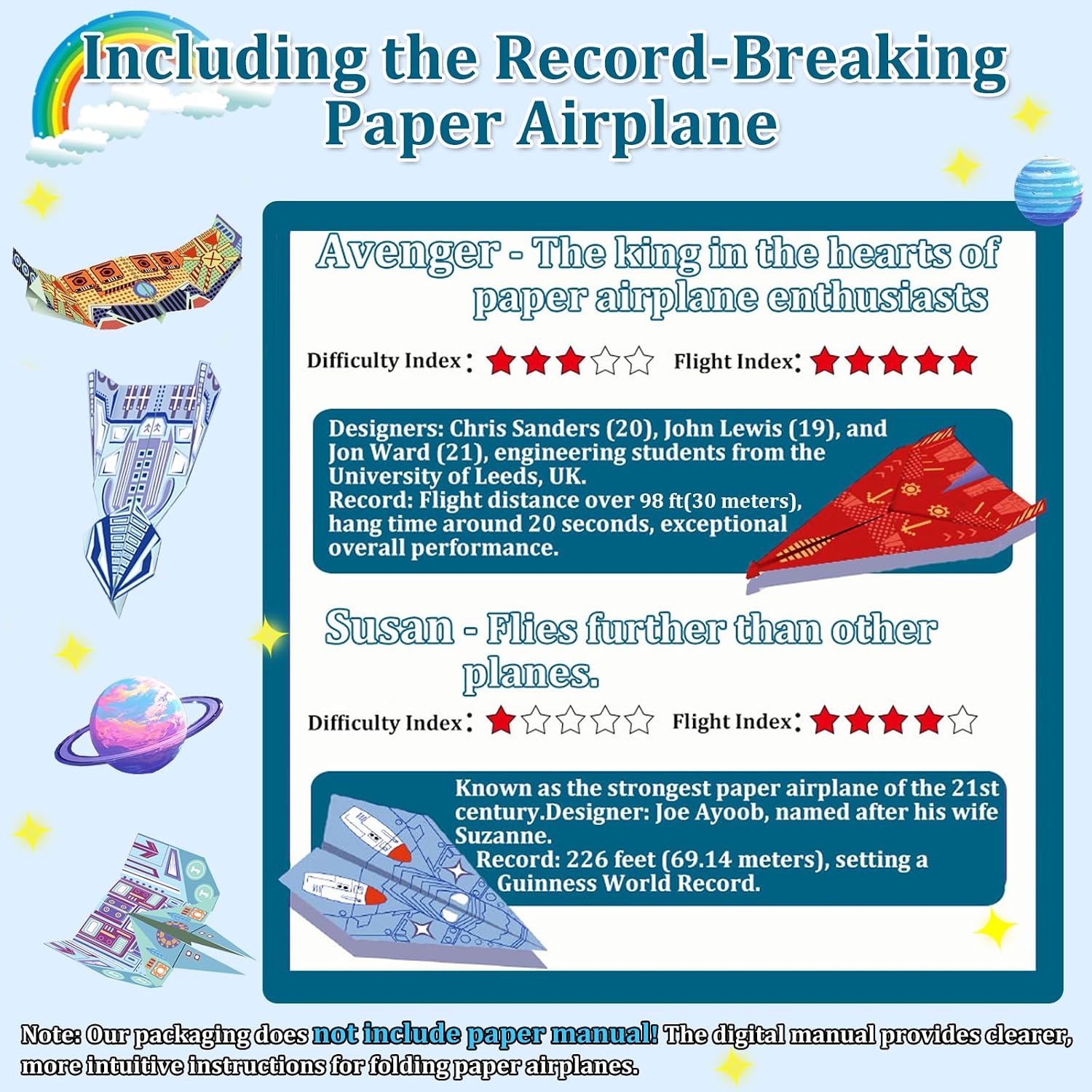 Best Paper Airplane Kit for Kids – 16 Designs, 32 Colorful Sheets, Ages 6-12+ - Image 2