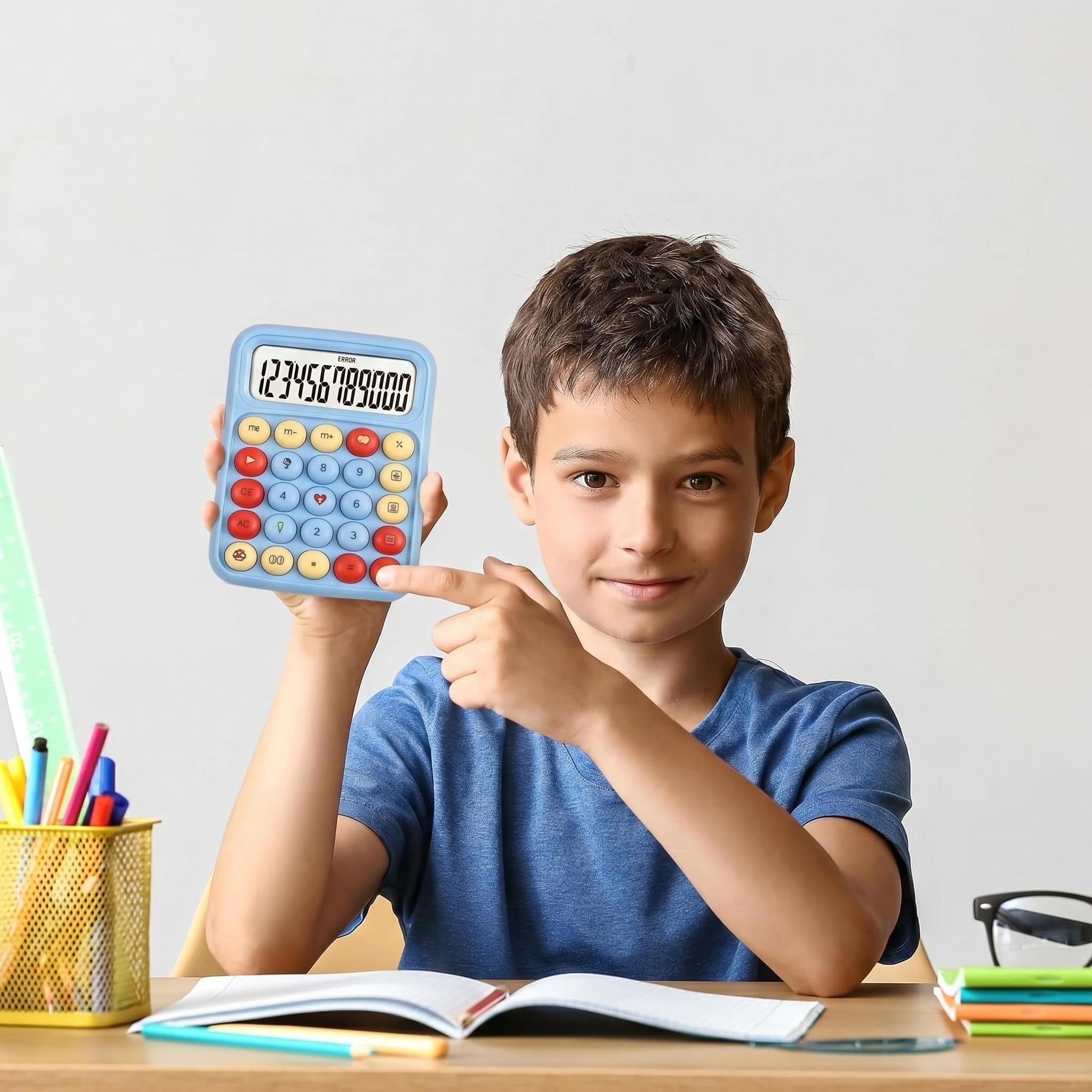 Calculadora estética de escritorio, calculadora de estilo retro fácil de usar, calculadora de 12 dígitos con alfombrilla antideslizante, diseño bonito, ligero y duradero, perfecta para oficina