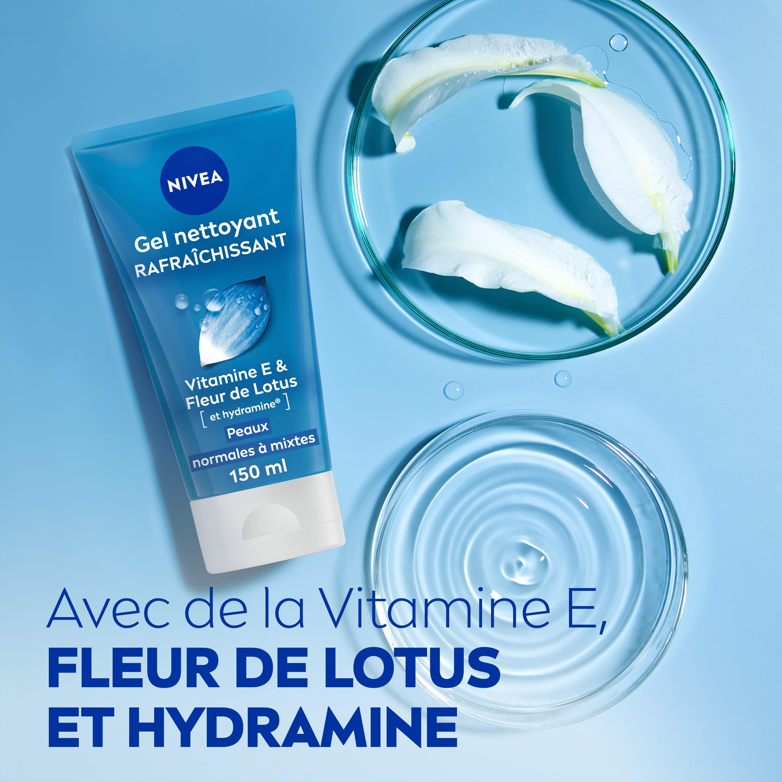 NIVEA - Gel Nettoyant Fraîcheur - Visage - Hydrate & Elimine Les Impuretés - Tonifie & Rafraîchit - Fleurs De Lotus & Hydramine - Peaux Normales À Mixtes - 150 ml