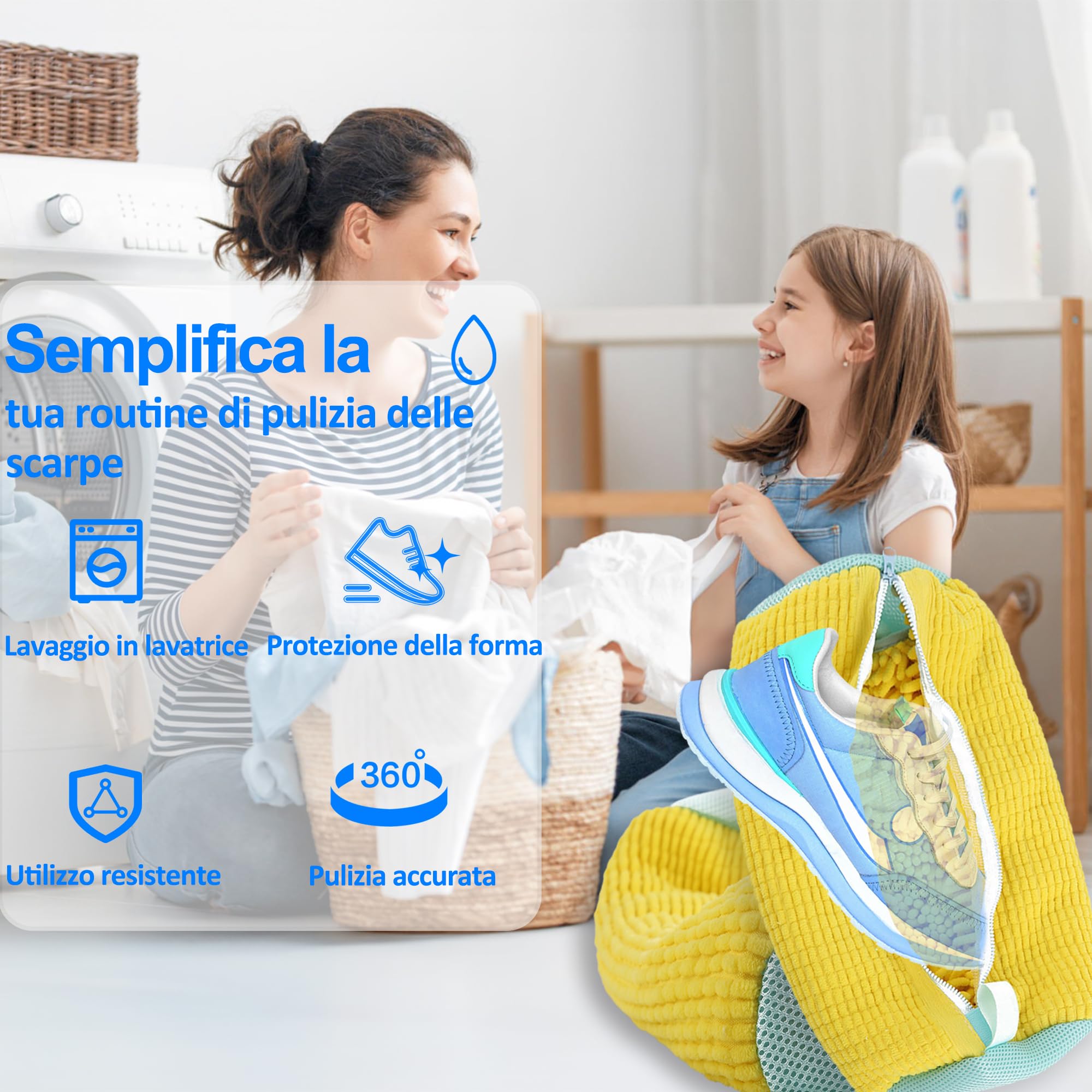 Sacchetti Per Scarpe Lavanderia Sacchetto Scarpe Borse, Per Lavatrice, Organizzatore E Viaggio, Riutilizzabile E Resistente Borsa Per Bucato Per Scarpe, Pulizia Efficiente, Yellow 2PCS - 3
