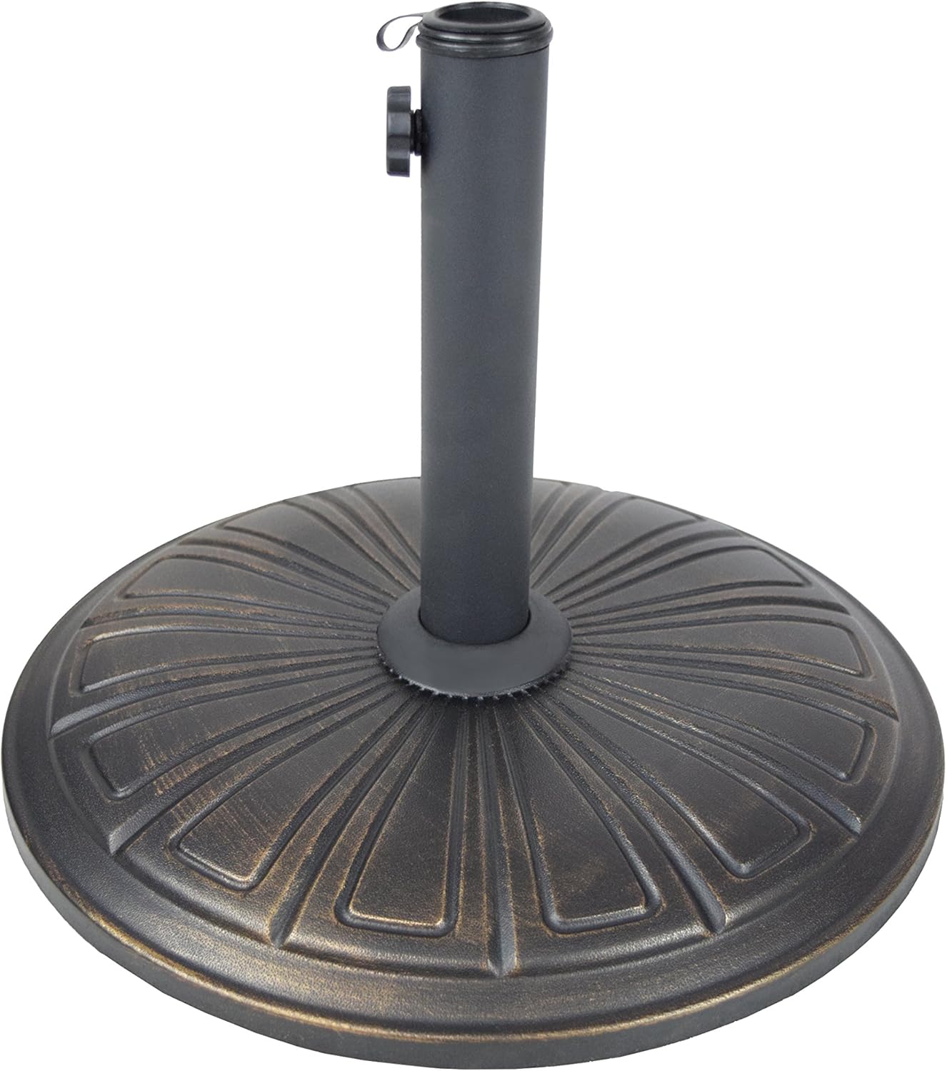 Oakland Living Round 28 lb Concrete Patio Umbrella Stand, Antique Black and Bronze, 4232-US28-AB 28 lb. Antique Black and Bronze