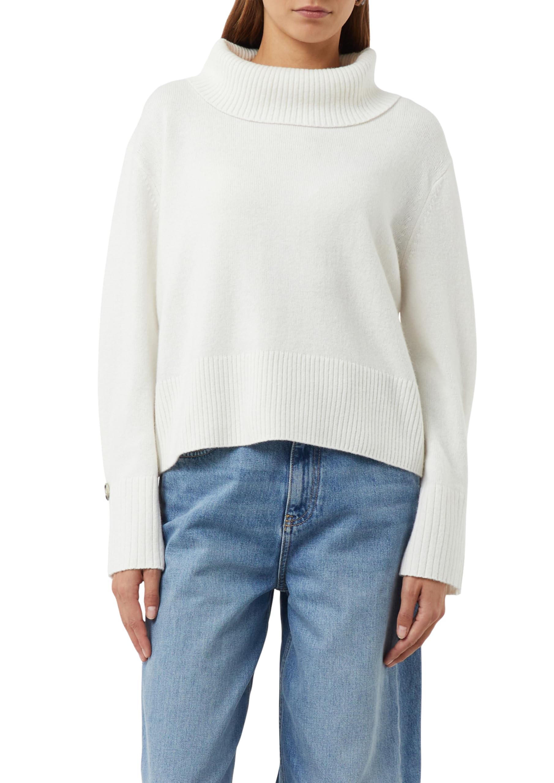 Comma Wollmixpullover mit Falten- und Knopfdetail am Ärmel