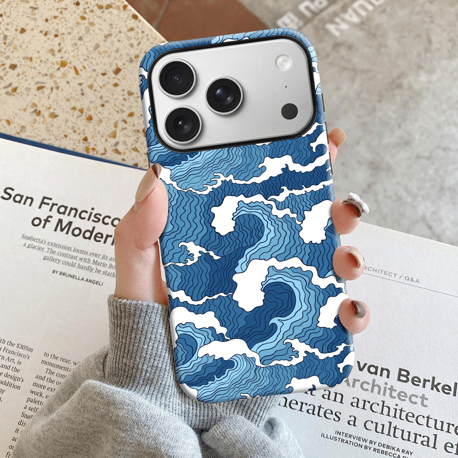 Amazon.com: for iPhone 17 Pro Max Case Blue Ocean Waves Pattern