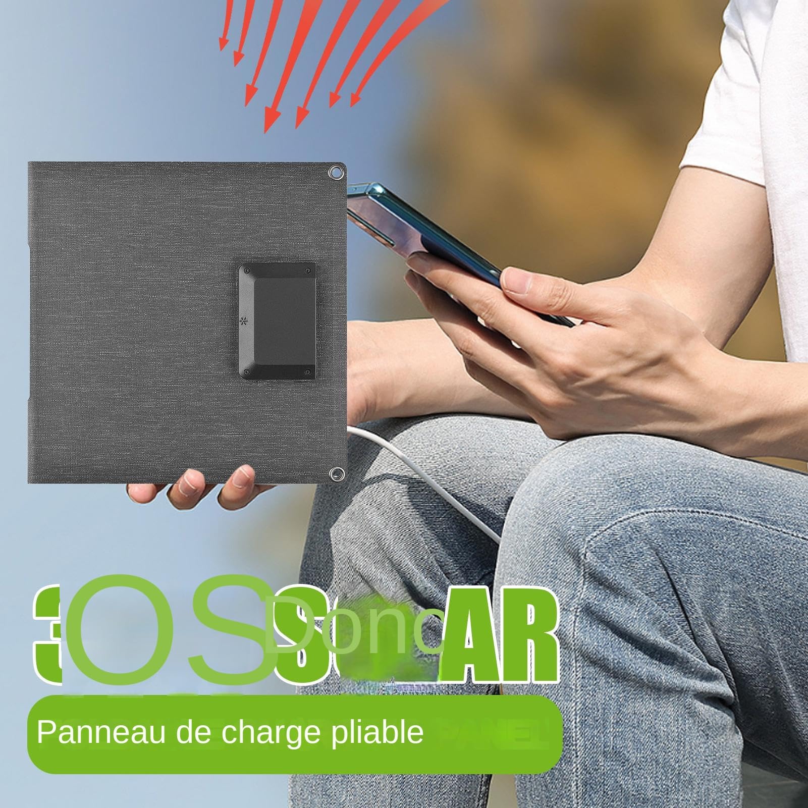 Chargeur Solaire Portable - Panneaux Solaires Compacts 30W pour Camping | Chargeur Imperméable et Pliable pour Téléphone, Tablette, Camping-Car, Randonnée et Aventures en Extérieur