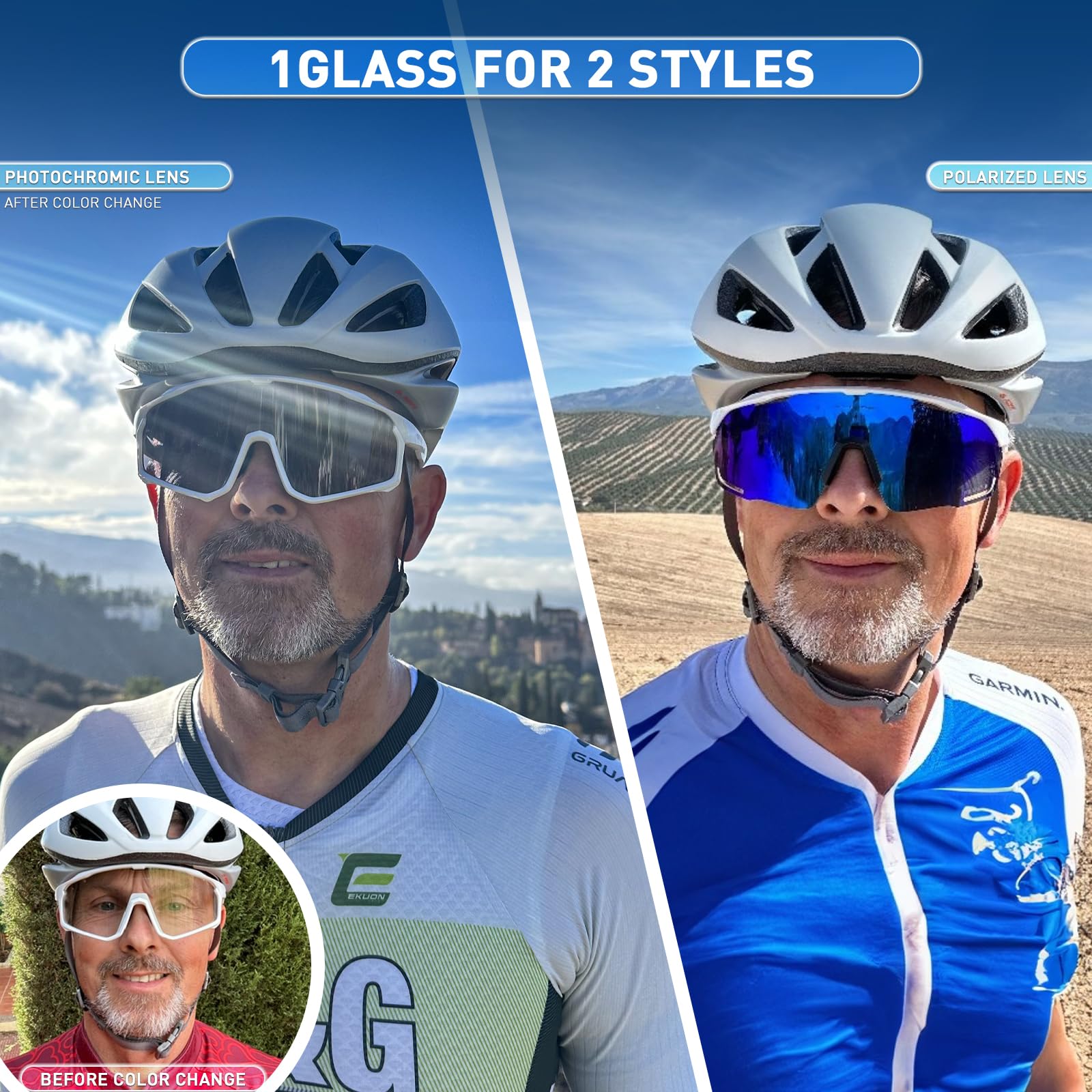 KAPVOE Fietsen Bril Gepolariseerde Fotochromische Verwisselbare Sport KAPVOE Fietsen Bril Gepolariseerde Fotochromische Verwisselbare Sport