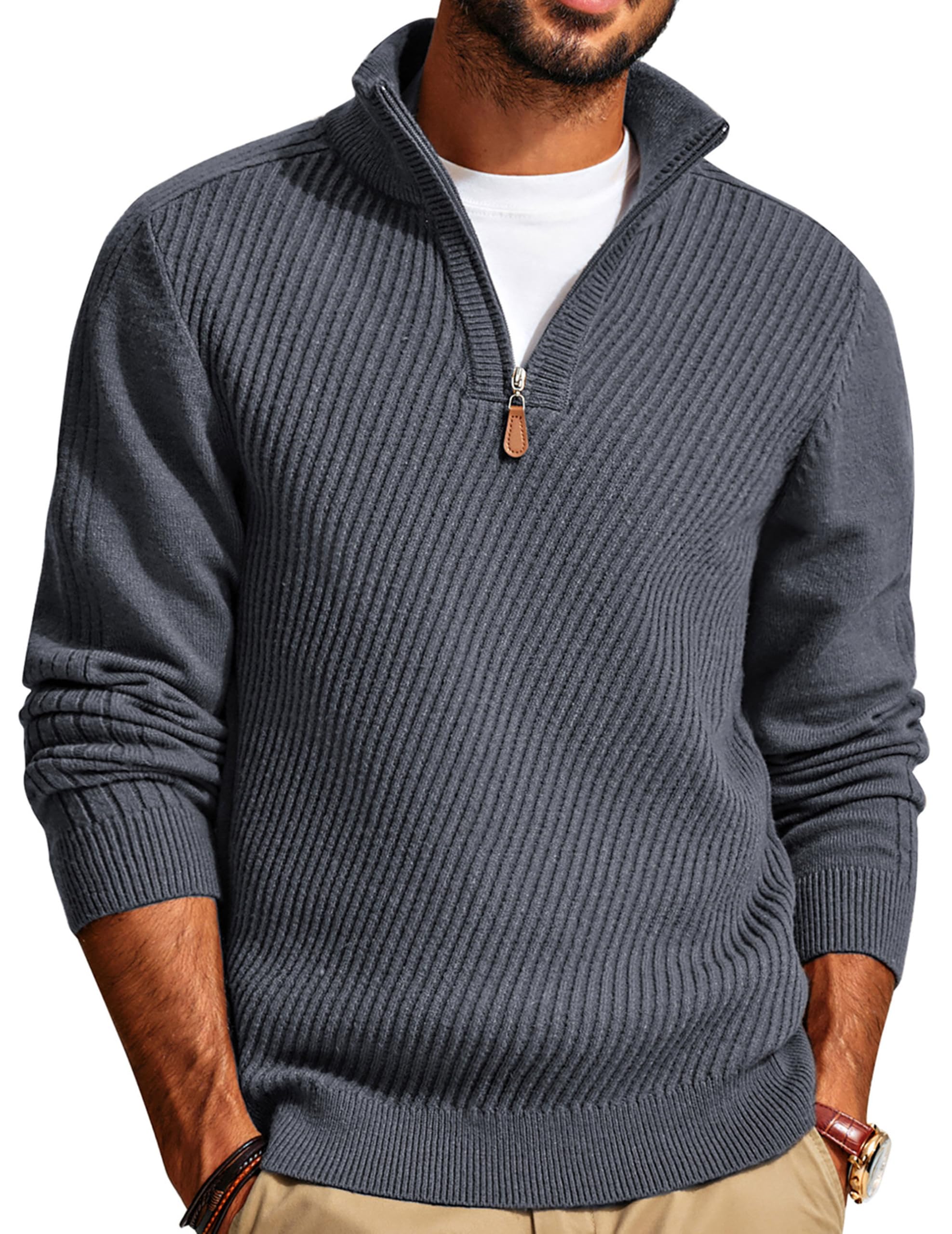 PJ PAUL JONES Herren Rollkragenpullover 1/4 Zip Troyer Pullover Langarm Strickpullover mit Turtleneck Sweater Pulli Winterpullover