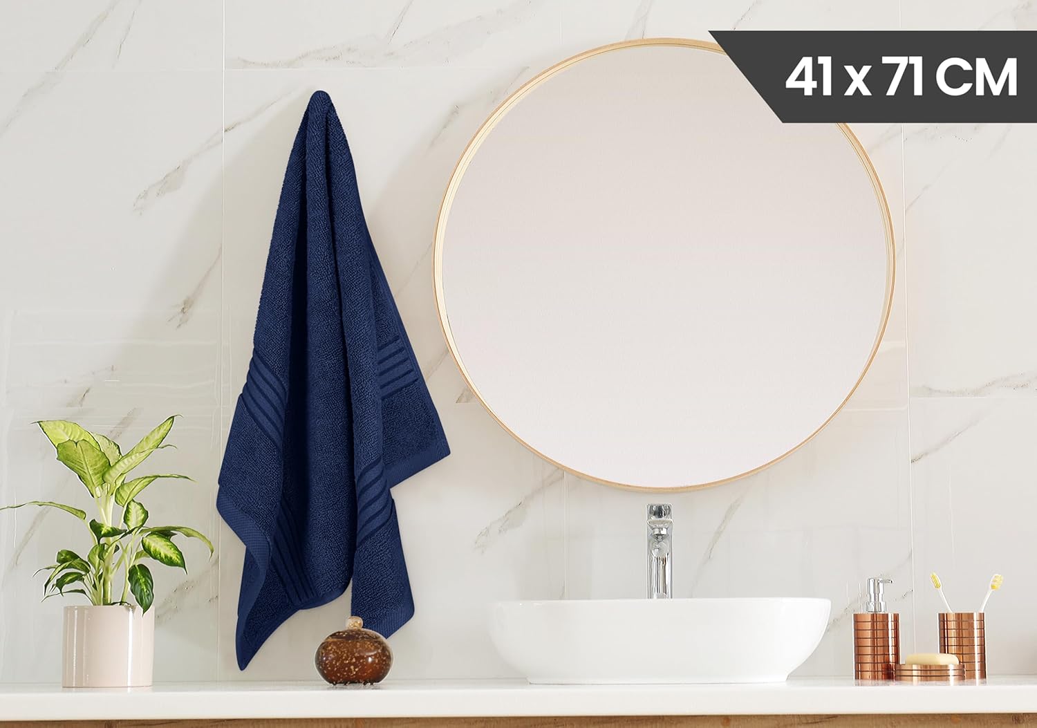 Utopia Towels 6 Piece Premium Hand Towels Set, 16 by 28 inches, 100% Ring Spun Cotton, Lightweight and Highly Absorbent Towels for Bathroom, Travel, Camp, Hotel, and Spa, Navy