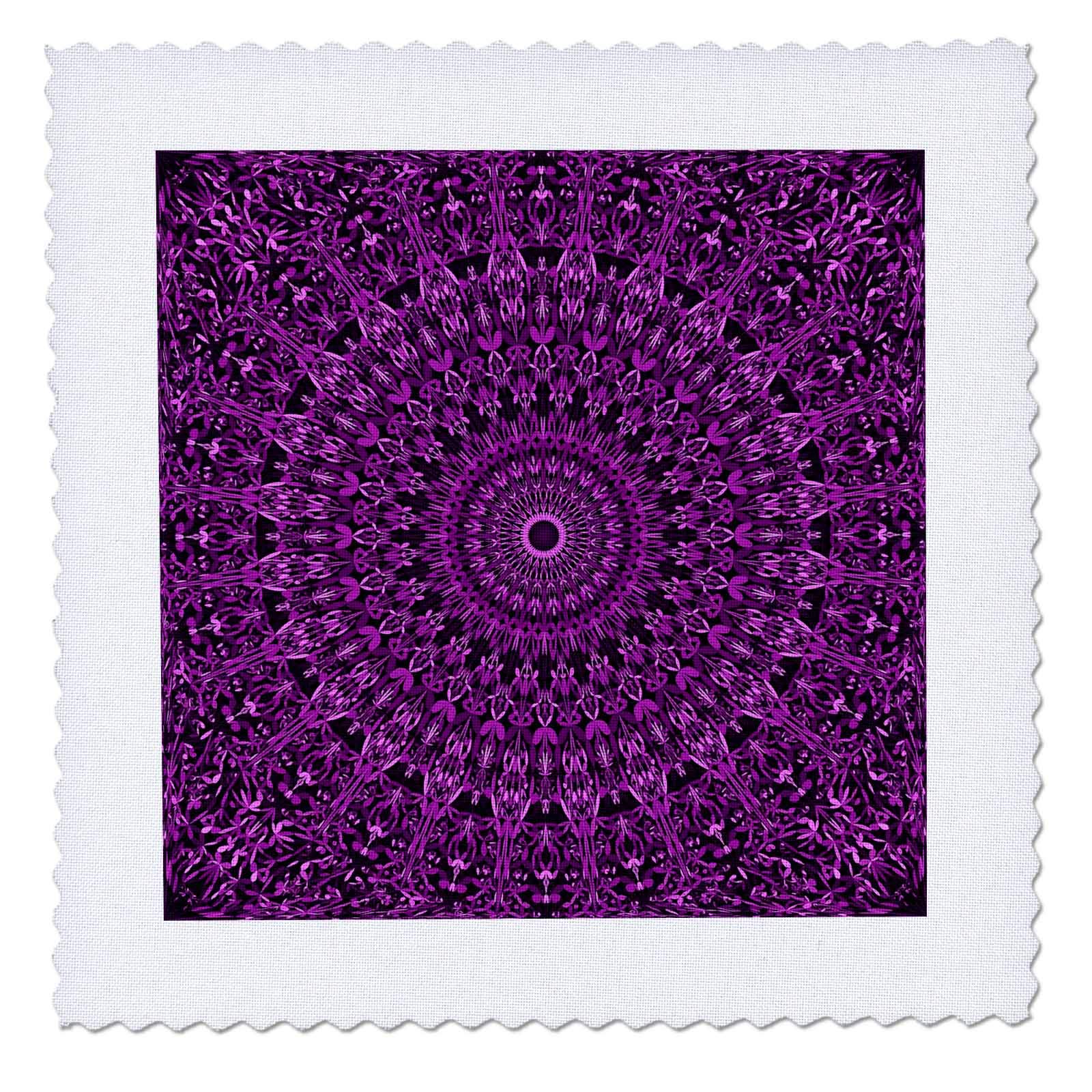 12x12 inch Quilt Square - Dark Purple Mandala Ornament - Abstract Bohemian Design Zydd - Floral Mandalas
