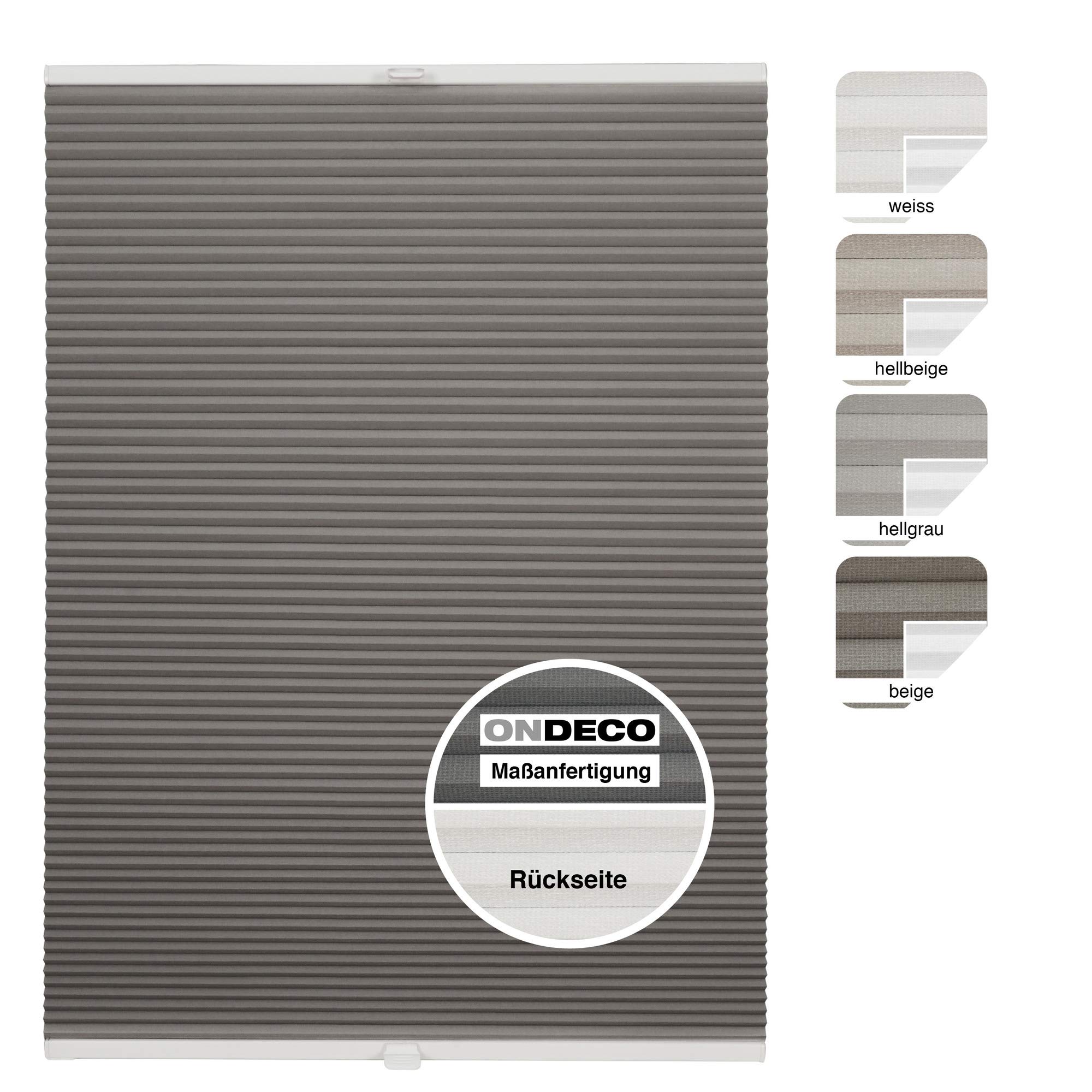 Waben-Plissee Thermo auf Maß für alle Fenster innen, ohne Bohren, Montage Klemmträger bis 27 mm, Sonnenschutz-Rollo lichtschutz und Verdunkelung Grau B: 30-40 cm, H: 101-150 cm