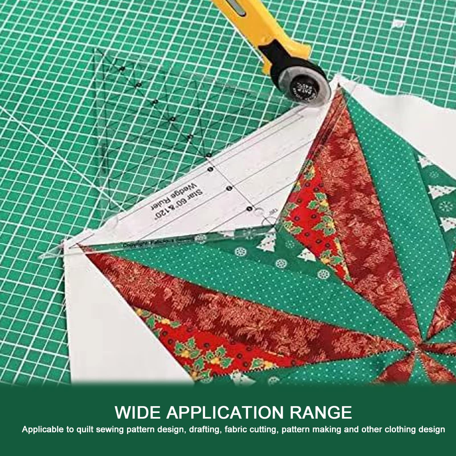 Lybunair Acrylic Sewing Wedge Ruler with 60 120 Degree Angles, Reusable Quilting Ruler, Transparent Scale Ruler for Creative Sewing and DIY Projects