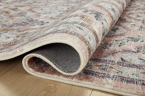 Miniatura 7 de Rifle Paper Co. x Loloi Courtyard Collection COU-02 Blush - Alfombra ovalada de 2 pies 3 pulgadas x 3 pies 9 pulgadas. CloudPile