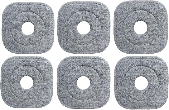 6 Pack Microfiber Mop Head Replacement, Compatible with True & Tidy SPIN-800 TrueClean Mop M16 Spin Mop, Square Microfiber Mop Pads, Grey, Microfiber, Felt