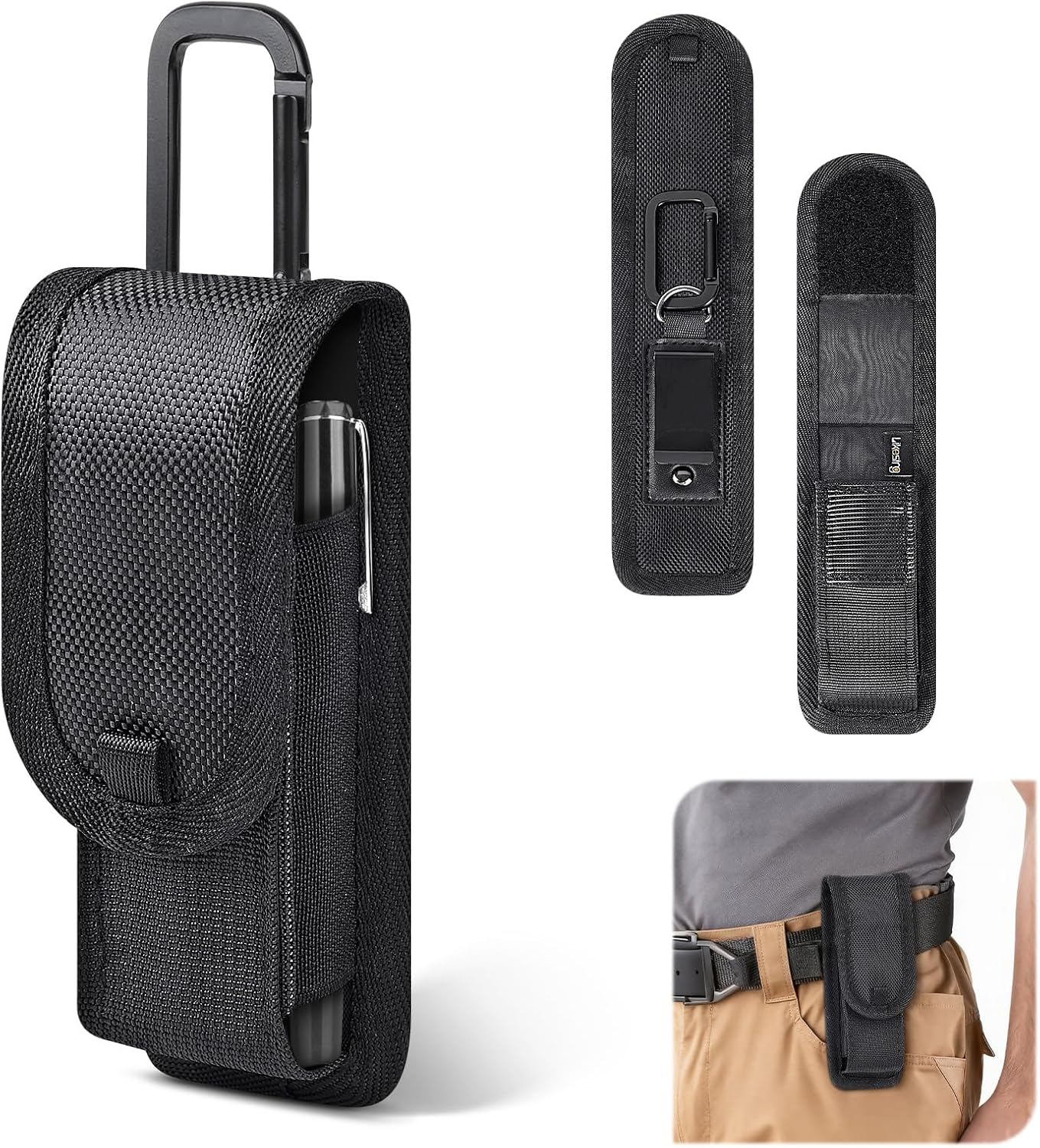 Likesing 5.1 Inches Knife Sheath for Belt, Tactical Small Knife Pocket Belt Holster, Nylon EDC Multitool Sheath Box Cutter Holster with Metal Clip and Square Buckle(Black)