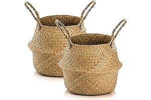 Yesland Seagrass Plant Basket: Woven Wicker Basket for Versatile Storage