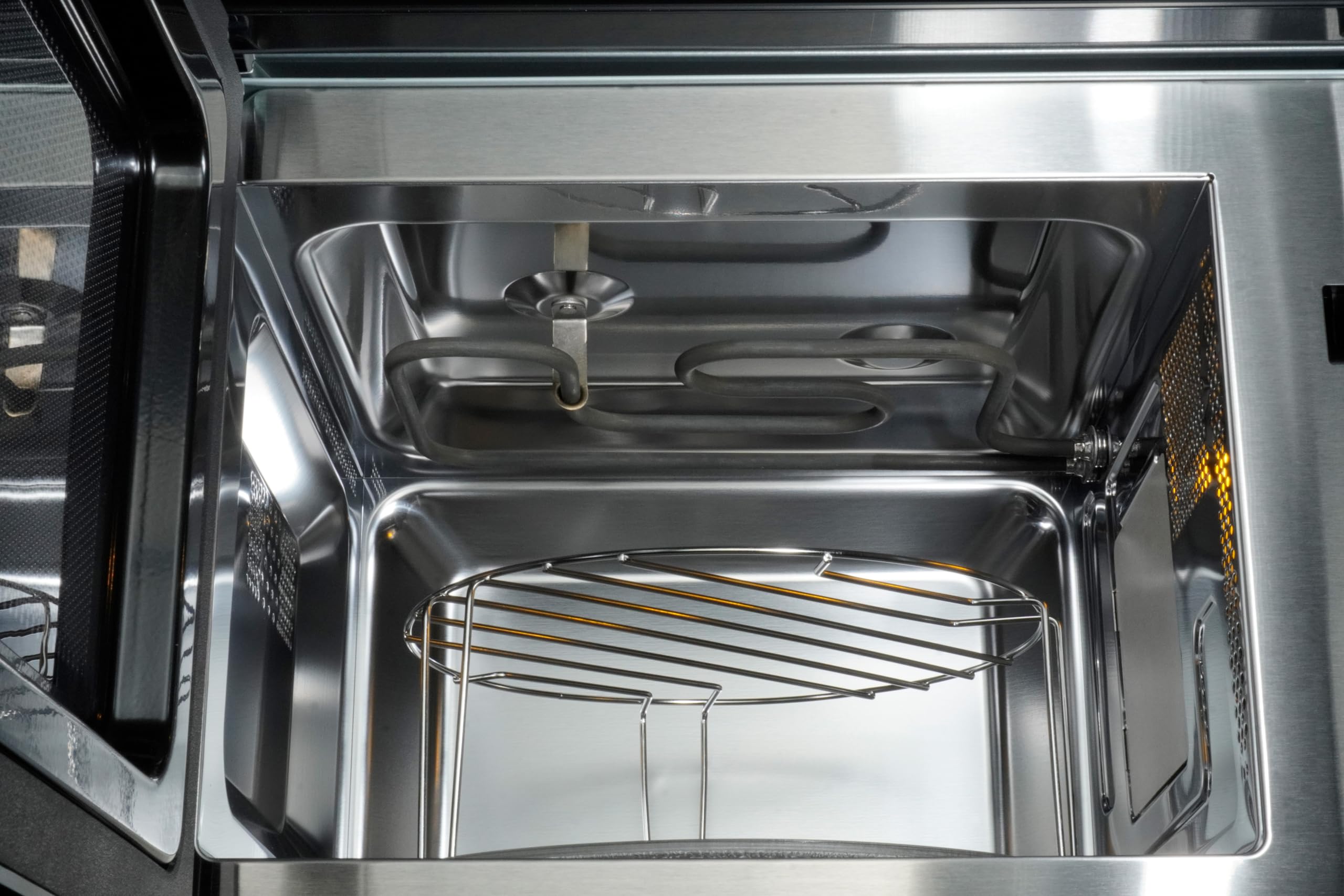 Respekta Einbau-Mikrowelle MW800G / 20 L Mikrowellengerät mit Grill/Mikrowelle 800 W/Grill 1000 W / 5 Leistungsstufen/Digitaltimer / 38,8 x 59,5 x 34,4 cm Gerätmaße (H x B x T)