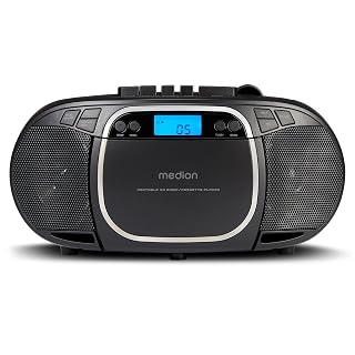 MEDION E66476 Stereo Sound System (Boombox, Lecteur CD, MP3, Cassette, Lecteur de Cassette Portable pour Enfants, Radio FM, AUX, écouteurs, Secteur & Batterie) Noir - Les Beatles, Paul McCartney, John Lennon, RIngo Starr, George Harrison