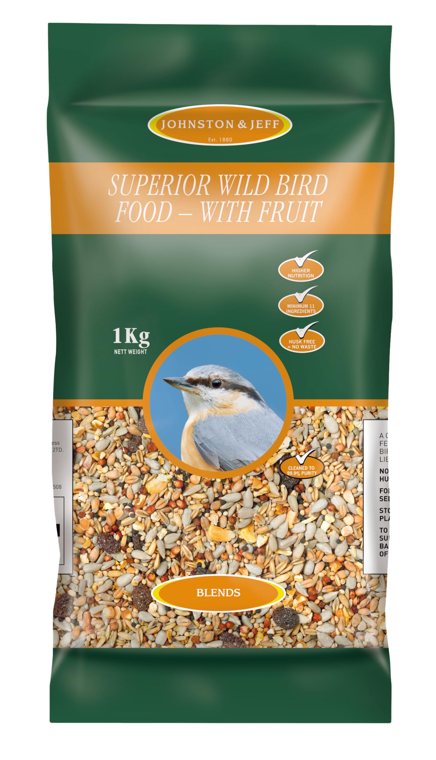 Johnston & Jeff 20kg Superior Wild Bird Food Mix - Husk Free with Fruit