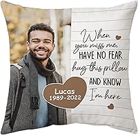 Vista 8 de Hyturtle Almohada conmemorativa personalizada de condolencias con inserto de 12 x 12 pulgadas, regalos impresos de doble cara para la pérdida de un