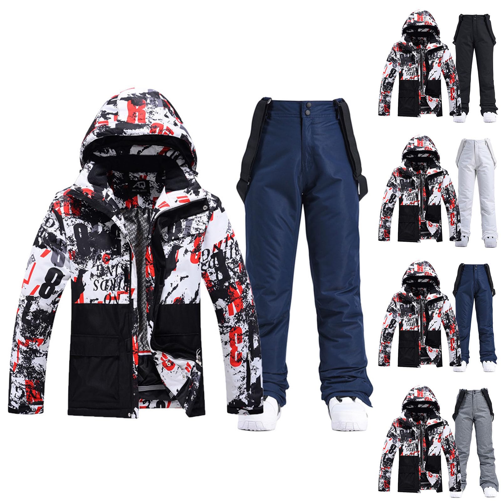 Generisch Traje térmico para hombre de pesca, resistente al viento, traje de esquí de invierno para hombres, chaqueta de esquí y pantalones de esquí, impermeable, resistente al viento y transpirable