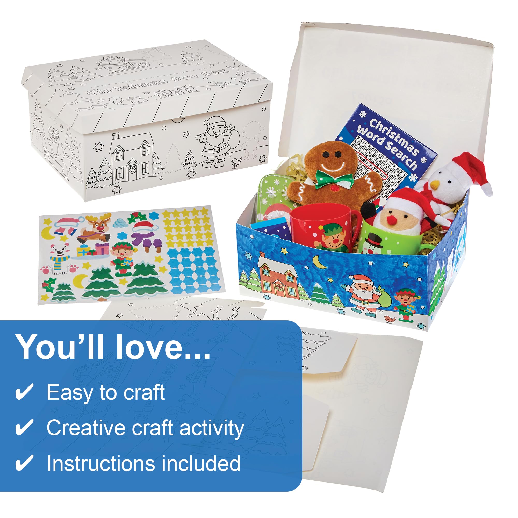 Baker Ross FN334 Colour in Sticker Christmas Eve Box - Make Your Own Christmas Box for Children Christmas Arts and Crafts - Image 3