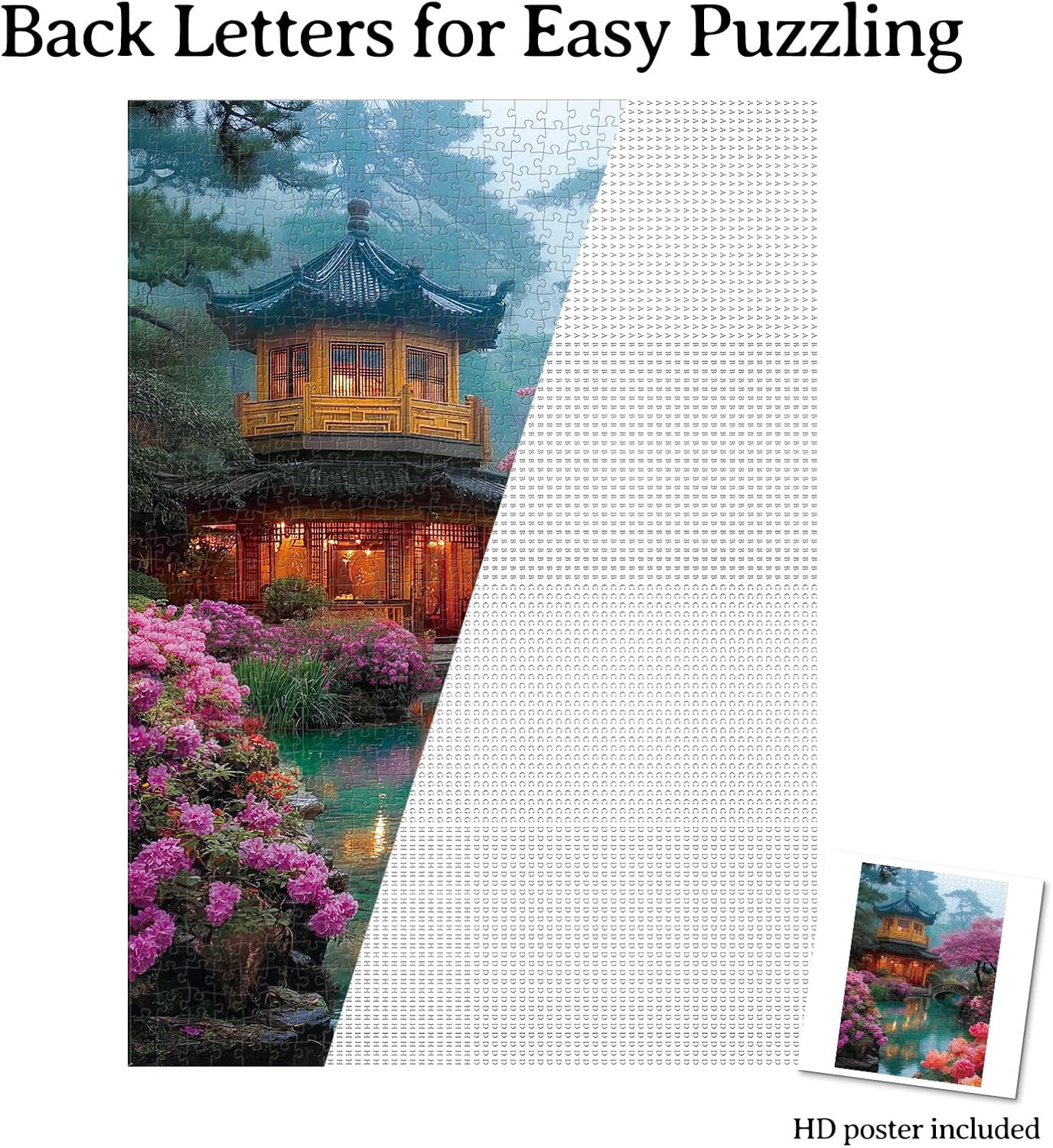 KAAYEE Puzzles for Adults 1000 Pieces, Flower Courtyard by Stream Paper Square Jigsaw Puzzles 1000 Piece, Impossible Hard Difficult Challenging Puzzle for Adults Birthday Home Decor
