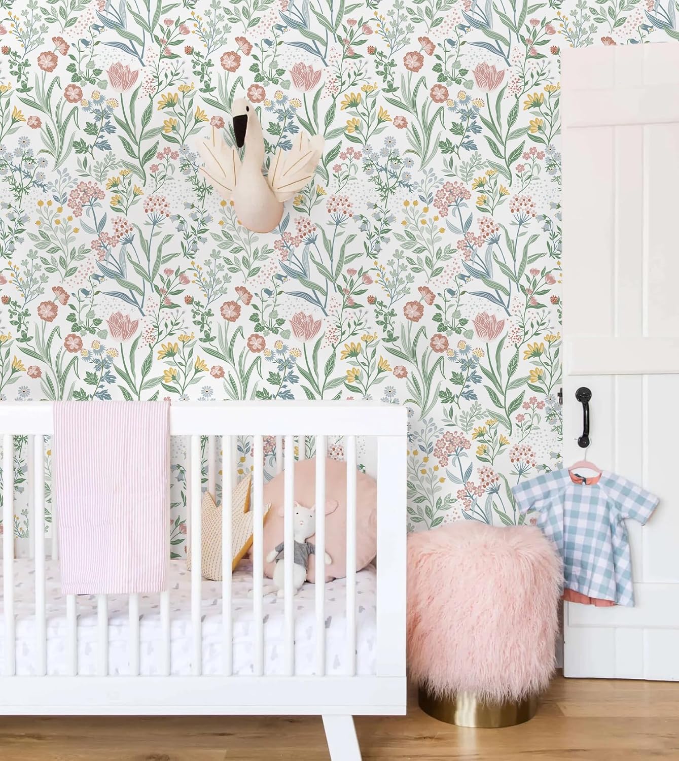 Floral Peel and Stick Wallpaper 393inL 17.3inW Boho Flower Botanical Self Adhesive Remoavble Wallpaper for Bedroom Bathroom Waterproof Nursery Kids Green Leaf Modern Contact Paper for Cabinets