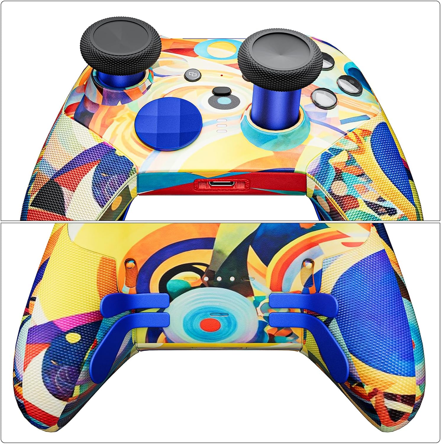 14-in-1 Controller Accessories Kit Compatible with Xbox Elite Series 2, 6 Premium Metal Thumbsticks, Swap Joysticks, 4 Interchangeable Paddles, 2 D-Pads, 1 Tool & 1 Storage Bag (Blue)