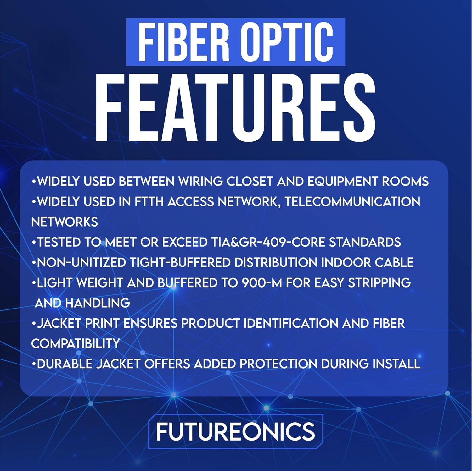6 Fiber Indoor/Outdoor Fiber Optic Cable, Multimode 50/125 OM3, Corning, 10 Gbit, Black, Riser Rated, Spool, 2000 Feet