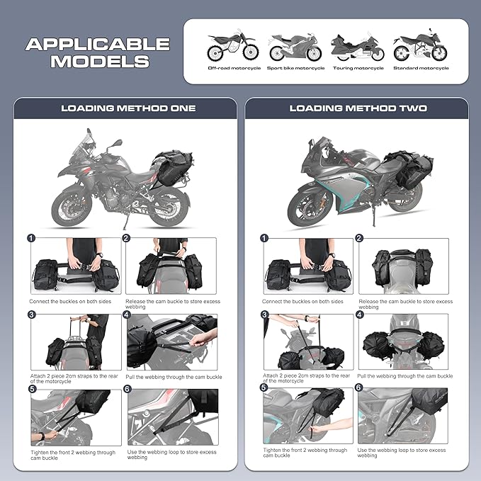 Alforjas para motocicleta Rhinowalk 48L impermeables miniatura 7
