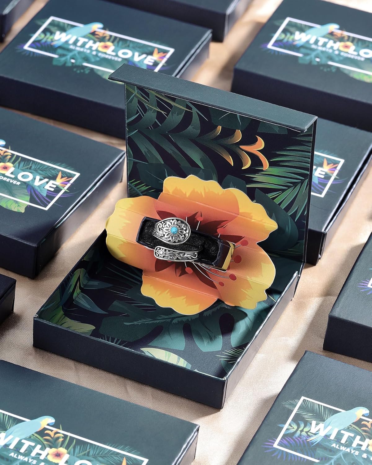 Turquoise Jewelry for Women - Sterling Silver Turquoise Rings Vintage Adjustable Sunflower Dragonfly Butterfly Spoon Ring Victorian Style Boho Antique Flower Thumb Statement Rings Jewelry Gifts for Women - Image 5