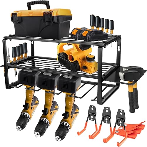 Organizador de herramientas eléctricas, organizadores y almacenamiento de herramientas de garaje, soporte de pared, estante de herramientas de metal