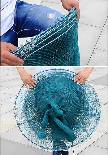 Miniatura 3 de EEL Fishing Net Mesh Trap 8m/10m Trailing Folding Crab Cage with Iron Chain Bobber for River Block Fishing